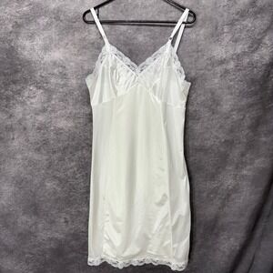 Sears Vintage Babydoll Slip Dress Nightgown Size 38 White Lace Trim Nylon Bridal